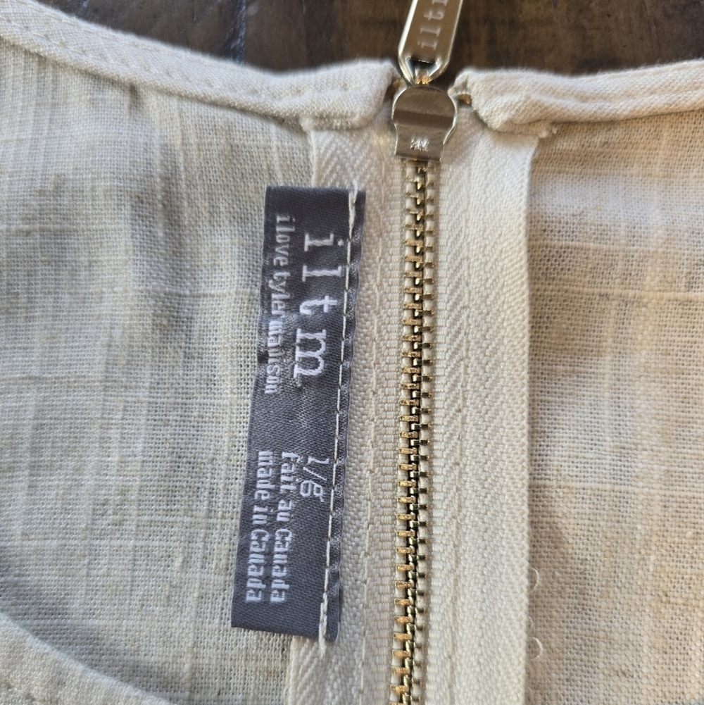 I Love Tyler Madison Oatmeal Tan Sleeveless Linen Blend Tank Top L - Picture 6 of 7
